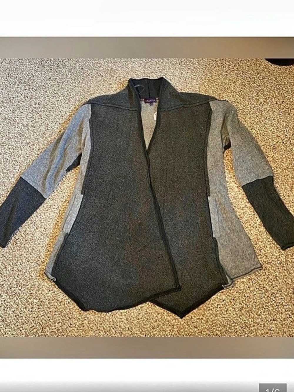 Artesia Patchwork Cardigan Color Block Cardigan in Gray & Black